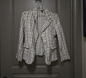 Cream and Black Blazer with Classic Cut